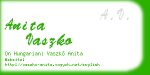 anita vaszko business card