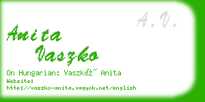 anita vaszko business card